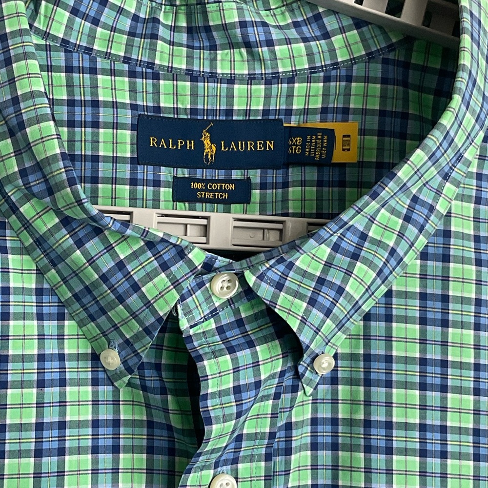 Ralph‎ Lauren Men's Plaid Shirt in Blue and Green